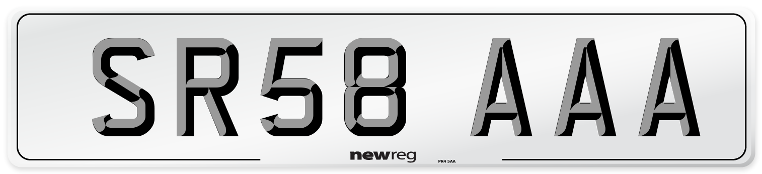 SR58 AAA Number Plate from New Reg